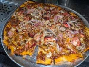 pizza from our wood fired oven at Timber Creek Distillery near Destin